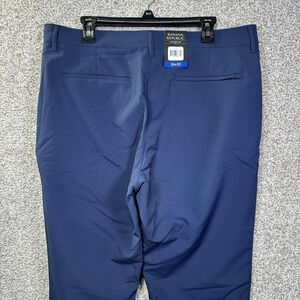 Banana Republic Pants Mens 36x30 Blue Flat Front Dress Polyester Stretch Chino